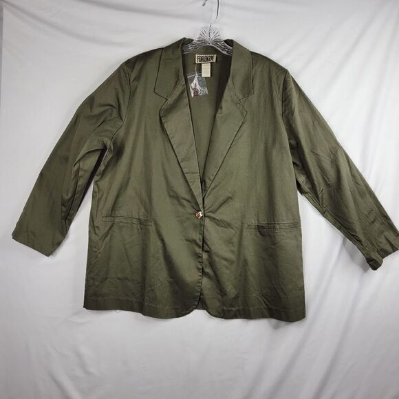 NEW Forenza VINTAGE 22W olive green twill like blazer jacket w pockets 3X 22 NWT - Picture 5 of 10
